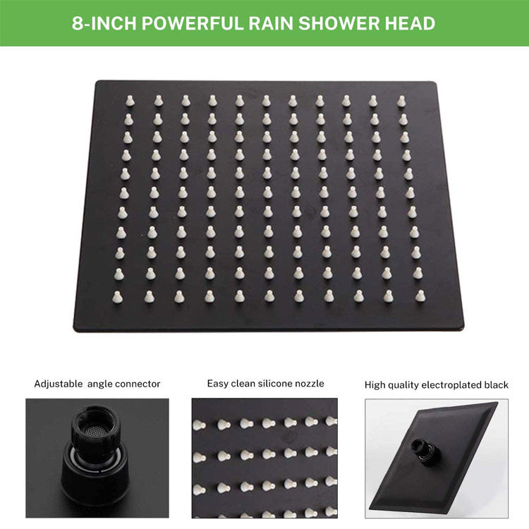 Stainless Steel Square Black Shower Head