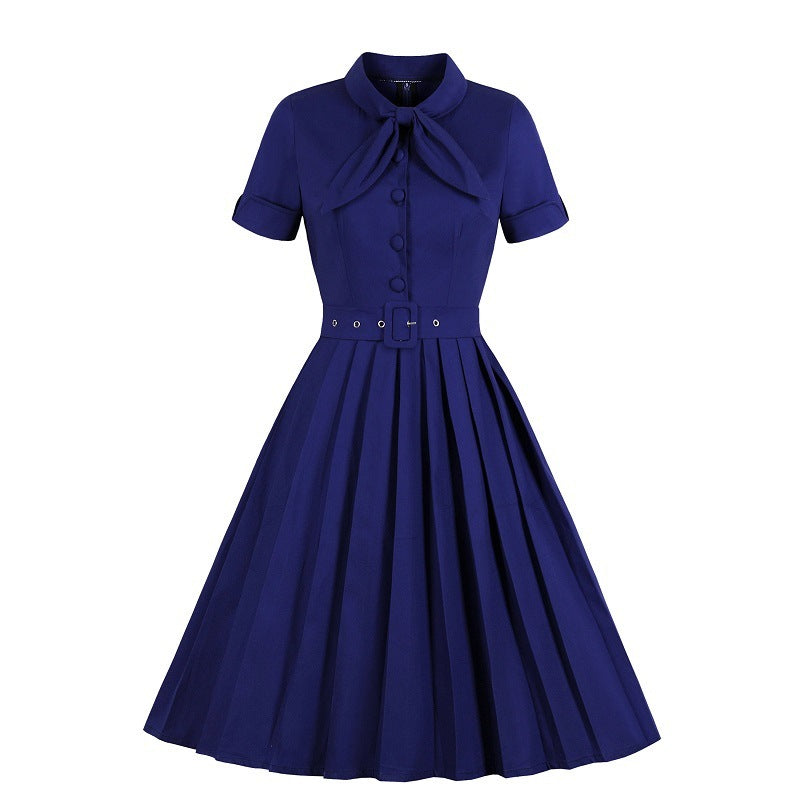 Navy collar swing dress