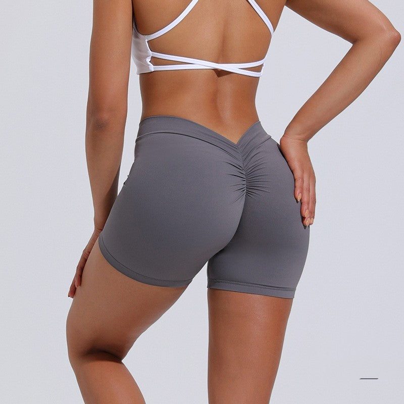 High Waist Hip Lift Back V Yoga Shorts For Women