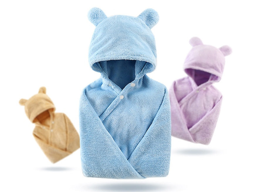 Cotton baby care hooded bath towel