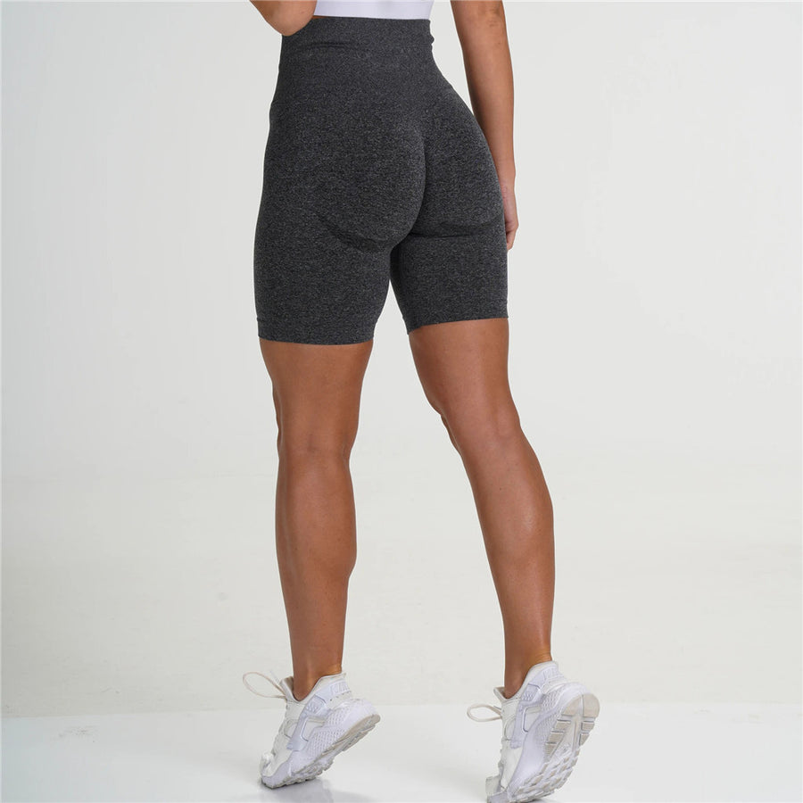 Solid High Waist Yoga Sport Shorts Women Gym Fitness Push Up