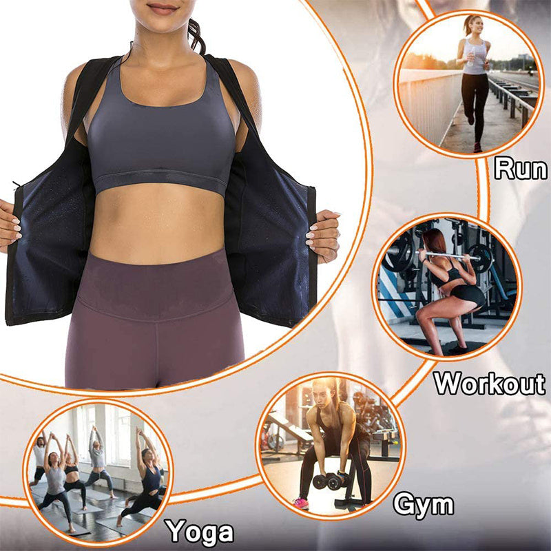 Ladies Sports Fitness Sweat Suit Sauna Suit Sweat Suit Belly Tight Yoga Sweat Sweat Corset Zipper Vest