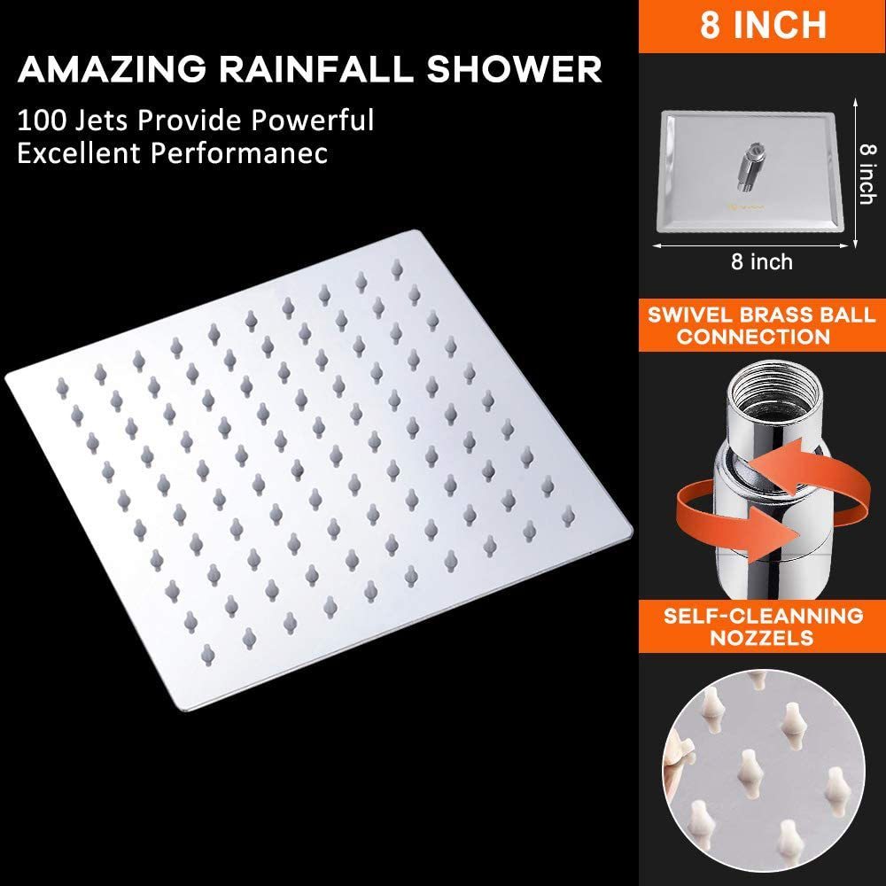 12-inch Electroplating Square Top Spray Shower Head