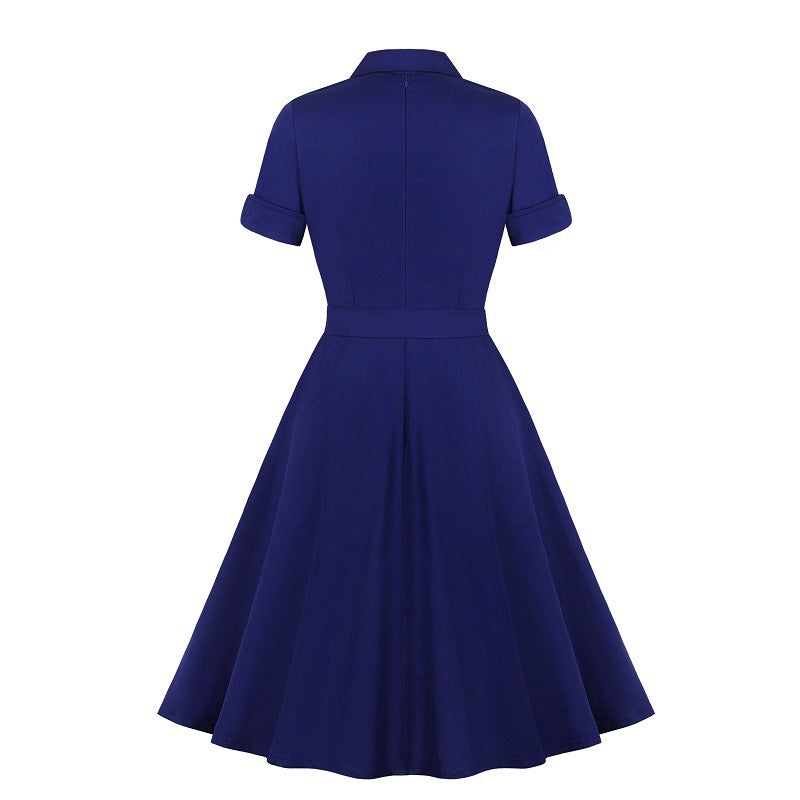 Navy collar swing dress