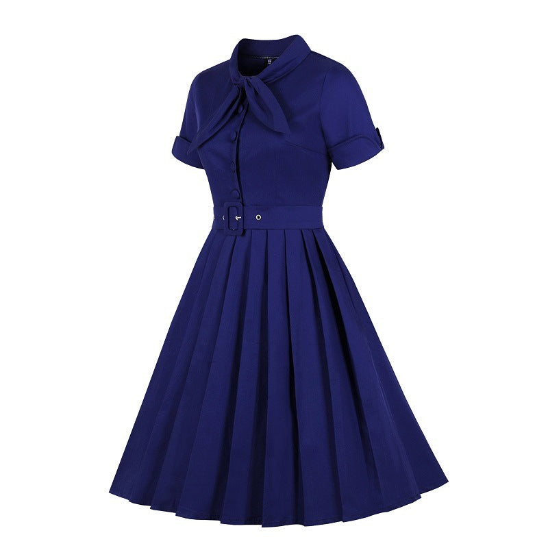 Navy collar swing dress