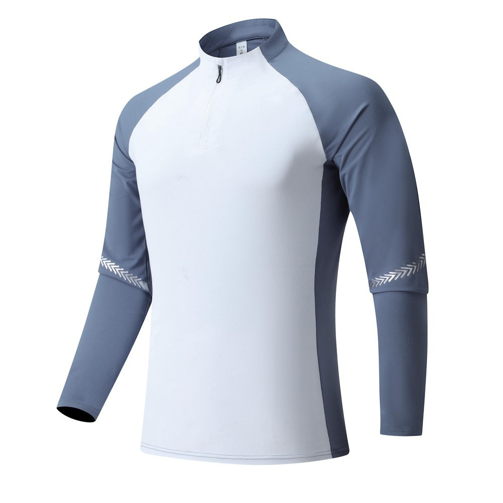 Stand Collar Half Zip Solid Color Workout Clothes Training Men