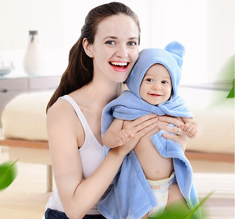 Cotton baby care hooded bath towel