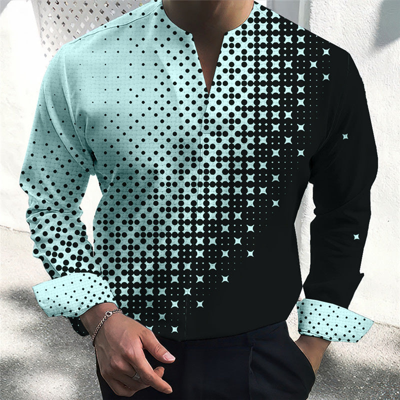 Plus Size Men's Casual Slim Fit Fashion 3D Printed Shirt Men