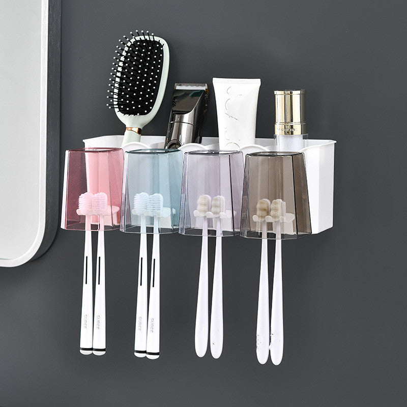 Bathroom Wall-mounted Non-punch Toothbrush Rack