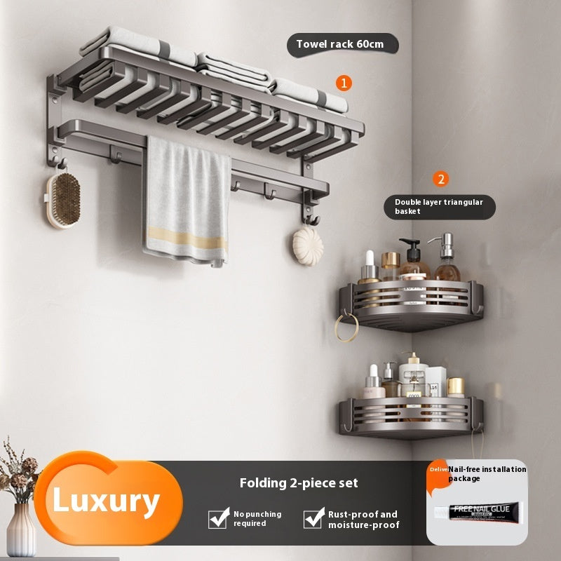 Gun Gray Towel Rack Bathroom Punch-free Bathroom Rack