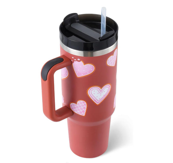 40 Oz Tumbler With Handle Straw Insulated, Stainless Steel Spill Proof Vacuum Coffee Cup Tumbler With Lid Tapered Mug Gift Suitable For Car Gym Office Travel