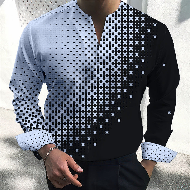 Plus Size Men's Casual Slim Fit Fashion 3D Printed Shirt Men