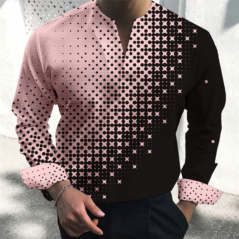 Plus Size Men's Casual Slim Fit Fashion 3D Printed Shirt Men