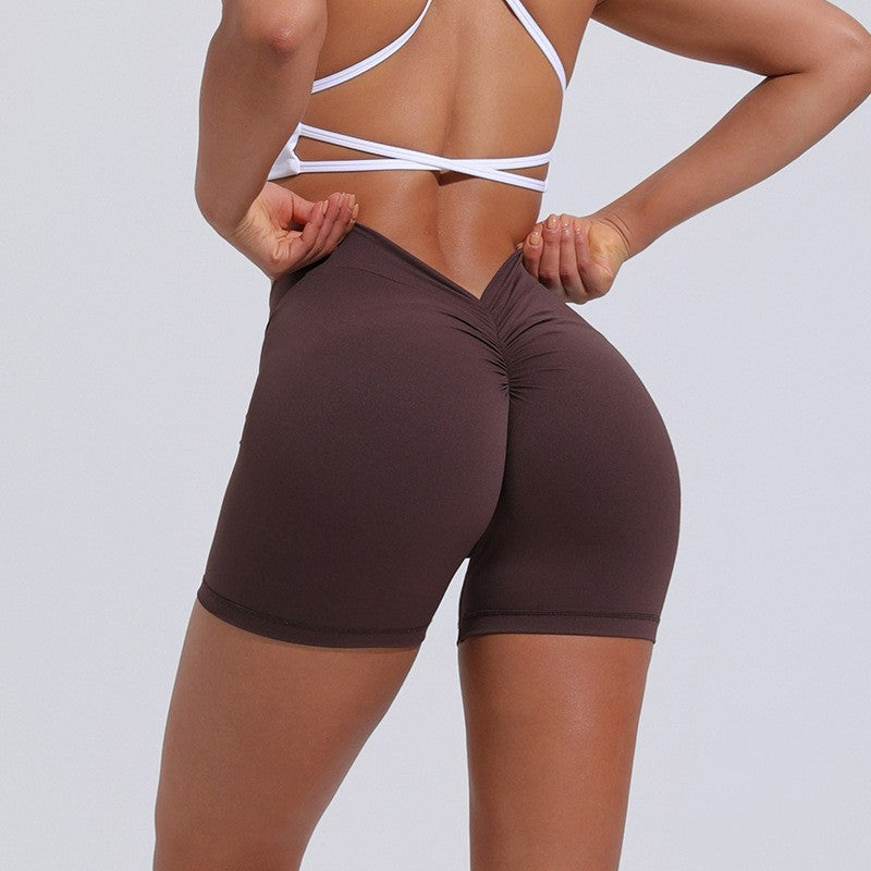 High Waist Hip Lift Back V Yoga Shorts For Women