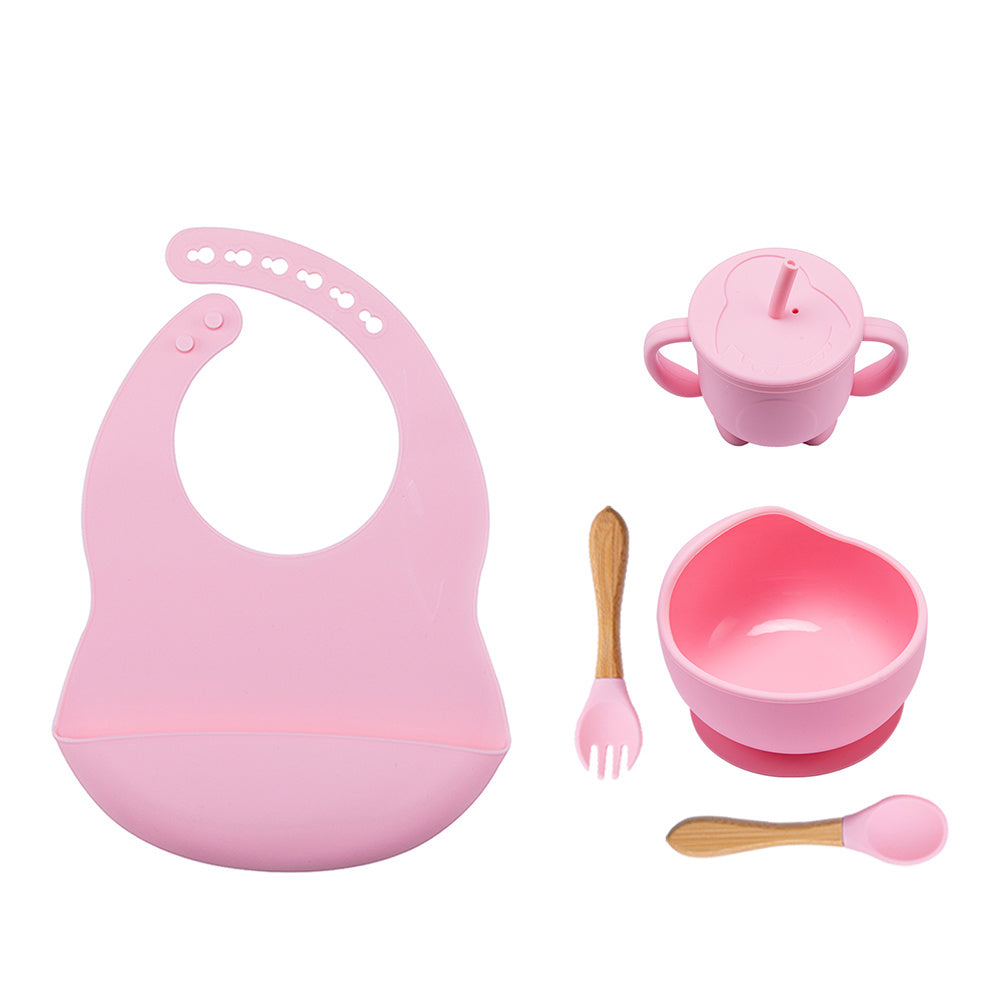 Baby Dinner Plate Children's Bowl Spoon Bib Set Suction Cup