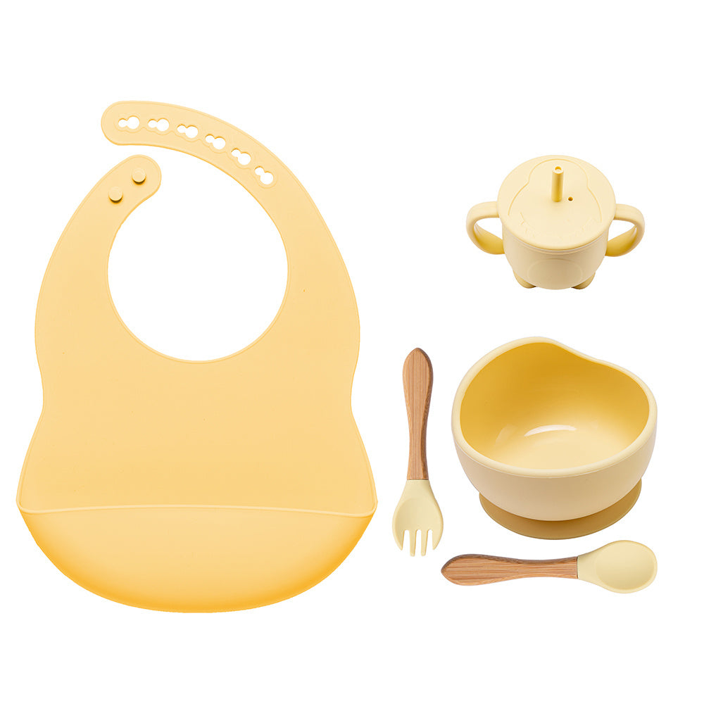 Baby Dinner Plate Children's Bowl Spoon Bib Set Suction Cup